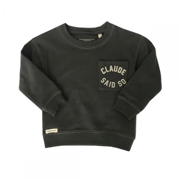 CLAUDE&CO CLAUDE SAID SO CHARCOAL EMBROIDERED SWEAT CHILD